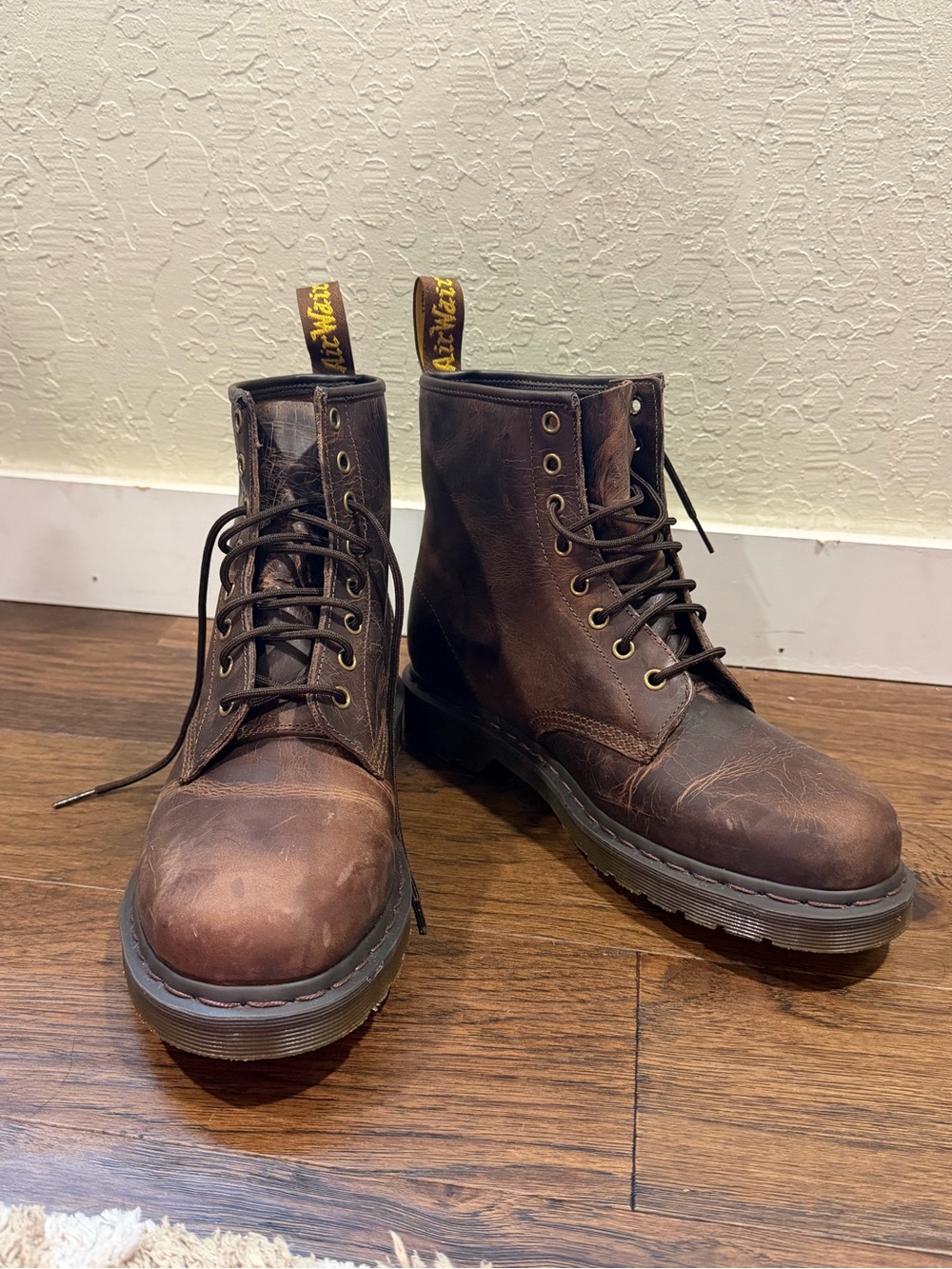 Doc Martens 1460 Crazy Horse Brown Leather Combat Boots Grunge Punk W 10